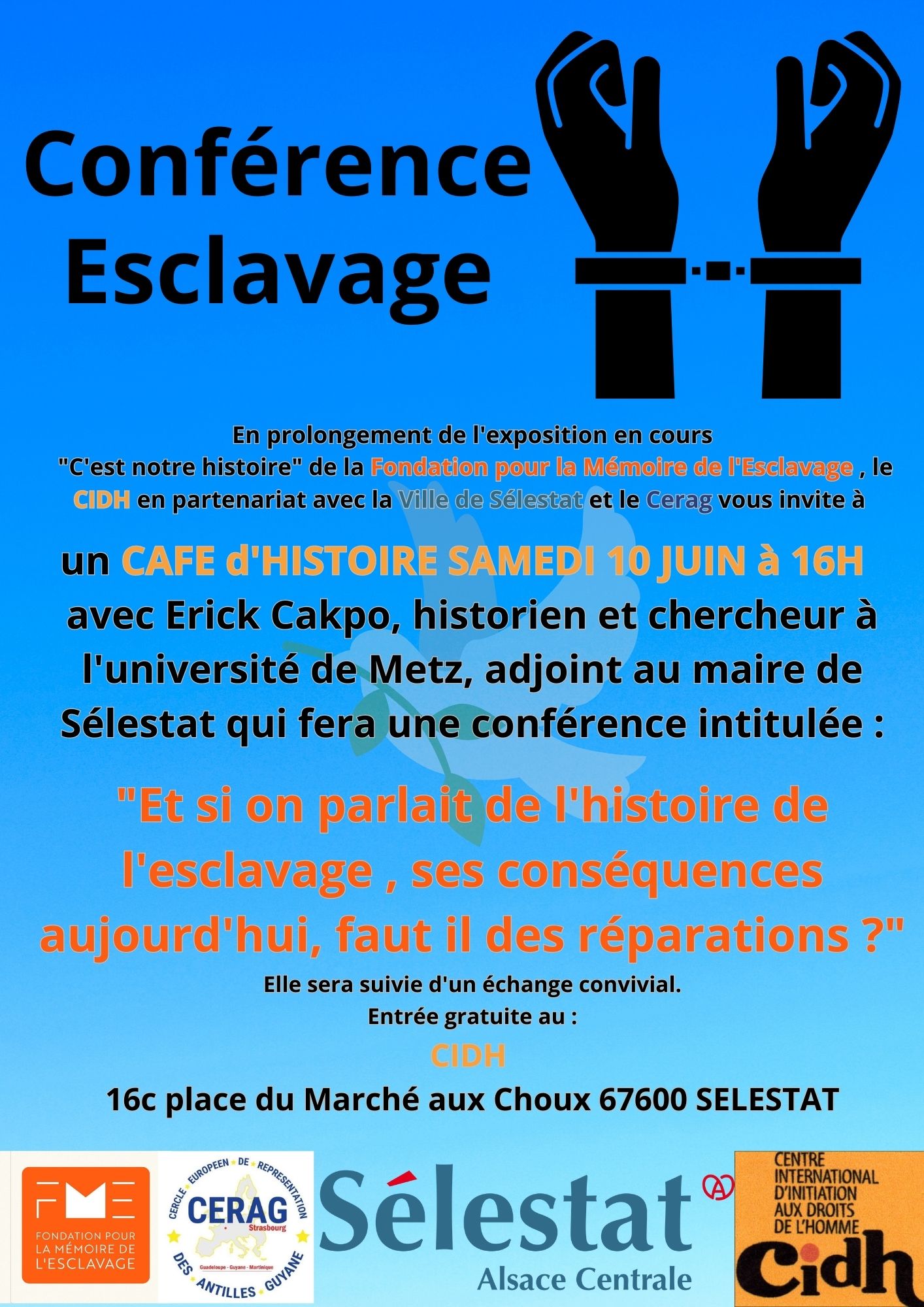 Café d'Histoire dans le cadre de notre exposition sur le thème de l'esclavage