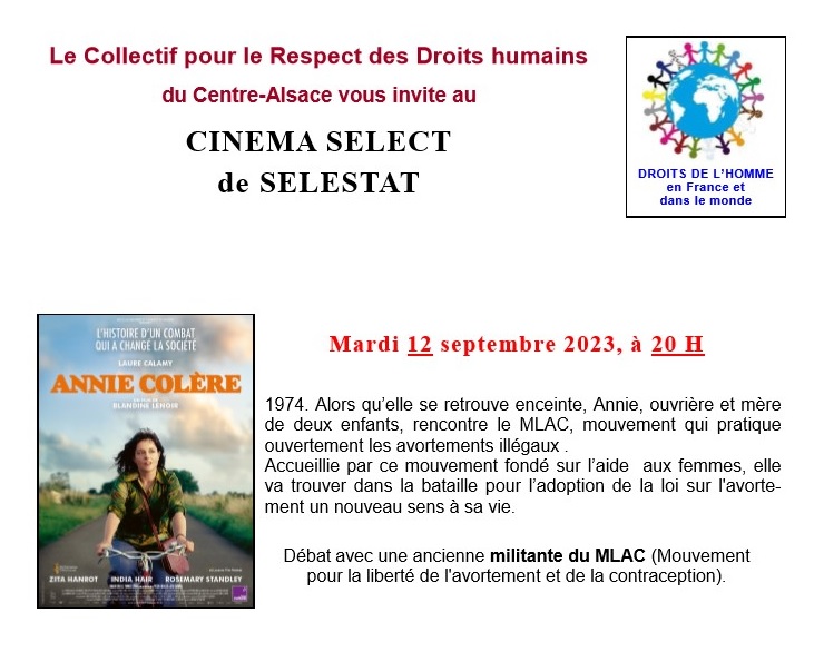 Prochains cinés-débats du Collectif pour le Respect des Droits Humains