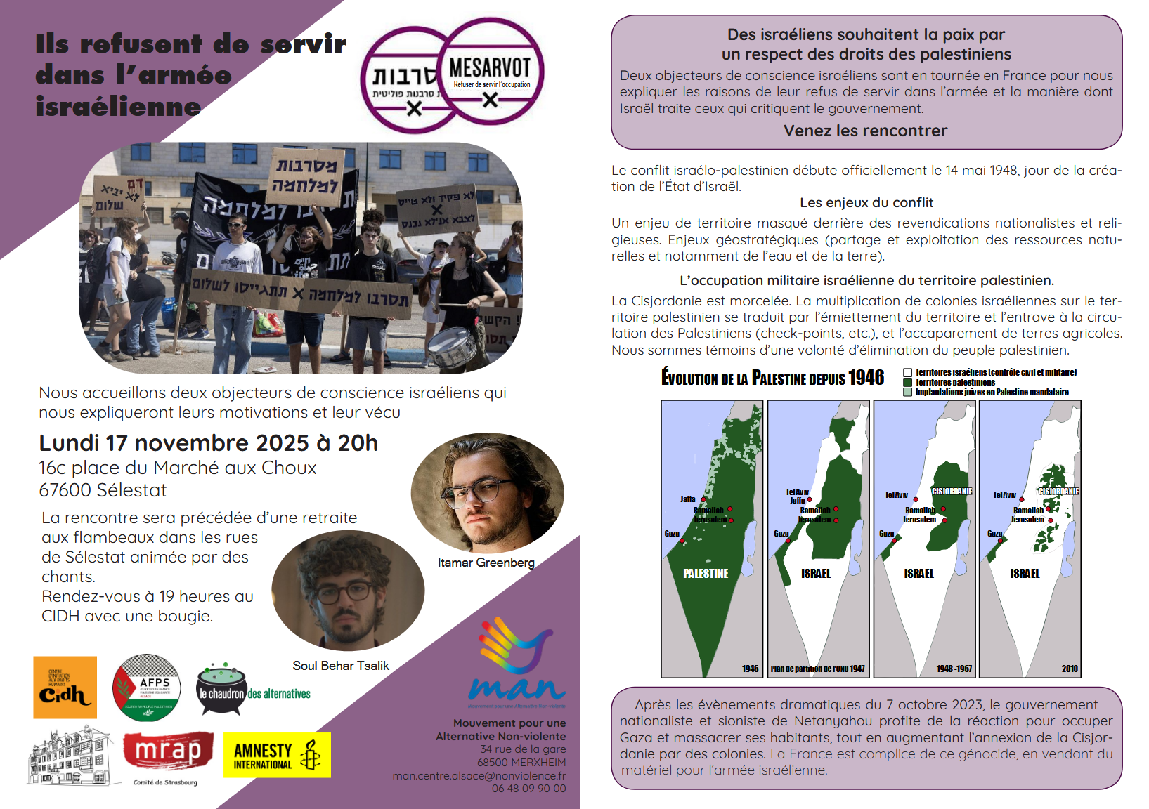 Lundi 17 novembre à 19h : Marche aux flambeaux et conférence 